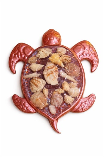 Handmade Resin Sea Turtle Wall Art With Real Seashells | Coastal Beach Decor - Etsy