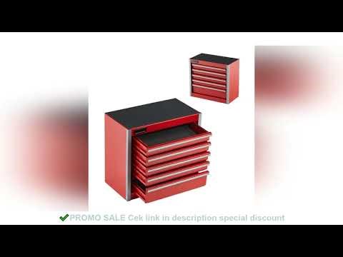 SucceBuy 5-Drawer 8.6in Metal Tool Box Red/Black Portable Small Tool Chest with PP Feet Pads for Gar