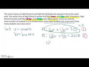 Solving a systems of linear equations word problem using elimination