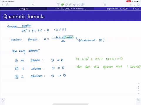 MAT102 2020 Fall Tutorial 1 Quadratic formula, AGM