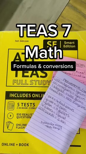 TEAS 7 Math Formulas and conversions that you MUST know for the TEAS exam 💯 #prenursingmajor #prenursingschool #prenursingstudents #teas7