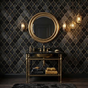Dark Art Deco Wallpaper Black Retro Gold Trellis Geometric Mid-century Modern Wall Decor - OPD489 - Etsy