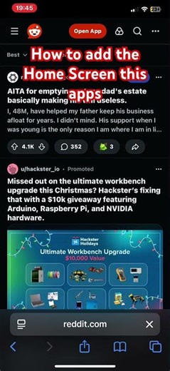 How to add home screen this apps