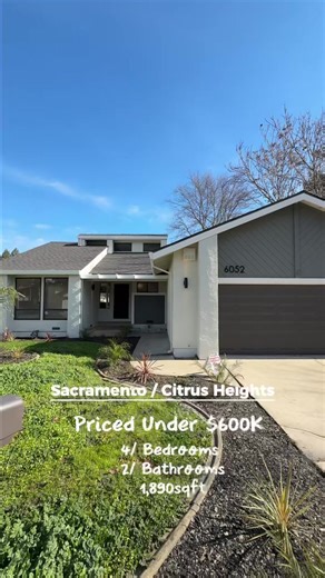 Stop scrolling! 🛑 This is what under $600,000 gets you in the Sacramento area right now. 📍 Citrus Heights, CA 🛏️ 4 Bedrooms 🛁 2 Bathrooms 📏 1,890 sq ft ✨ Fully Updated Interior. Homes at this price point with these high-end finishes do NOT last. If you’ve been waiting for the right one, this is it. 🗝️ Tag someone who is house hunting! 📩 Send me a DM for more info! #dreamhome #firsttimehomebuyer #sacramento #bayarea #hometour #home #deck #realtor
