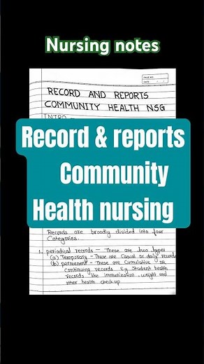 Record and Reports ,community health nursing || nursing notes || CHN