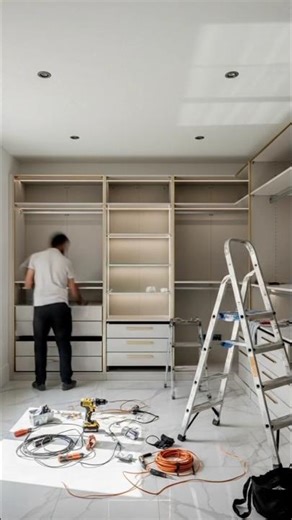 Luxury walk in Closet Transformation 🤯 From Basic to Millionaire Style #interiordesign #shorts