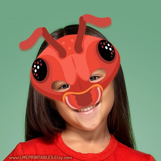 Máscara de hormiga roja imprimible, disfraz de insecto, bicho, manualidad, actividad de Halloween, animal del bosque, bricolaje, recuerdo de fiesta, cumpleaños de adultos y niños, juego de simulación, fotomatón - Etsy México
