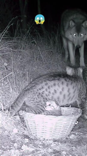 Mother Cat vs Wolf – CCTV Catches Intense Moment!