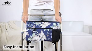 Rhino Valley Walker Bag, Multi Pockets Folding Walker Basket Tote Bag with Cup Holder, Hand-Free Carry Pouch Storage Bag for Universal Walkers, Large Capacity Organizer for Seniors Elderly, Birds