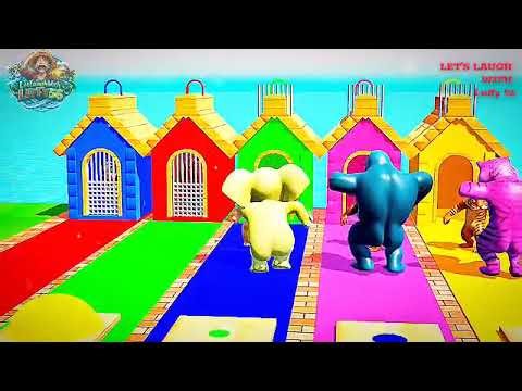 Cow vs Elephant Slide Challenge 😂 | Gorilla & Tiger Crazy 3D Animal Long Slide Game!