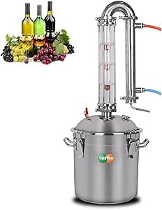 YUEWO Alcohol Still 5.8GAL/13.2GAL Stainless Steel Alcohol Distiller Home Brewing Distillery Kit with 2” Crystal Still Column for DIY Whisky Wine Brandy Gin Vodka Alcohol Making
