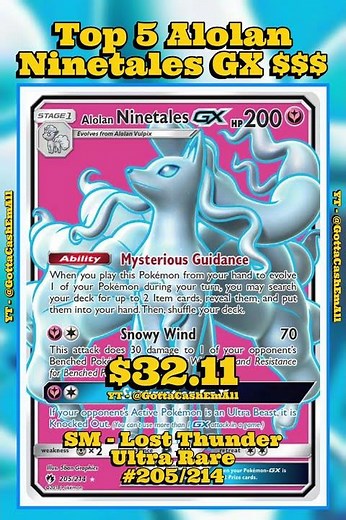 Top 5 Rarest Alolan Ninetales GX Pokémon Cards #pokemon #pokemoncards #pokémon #pokemontcg #top5