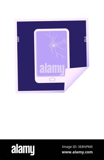 rise and float animation of broken electronic tablet vector square sticker Stock Video Footage - Alamy