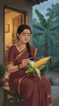 ☔ Harvesting Maize & Enjoying Hot Corn in the Rain | Village ASMR #animation #love #villagelife
