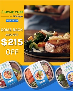 4.9K views | A box with EVERYTHING in it, including the cooking tray, is just a delivery away with Home Chef! Add their easy-prep, no-mess Oven-Ready meals to your weeknight routine. Come back and get $215 off! | Kroger | Facebook