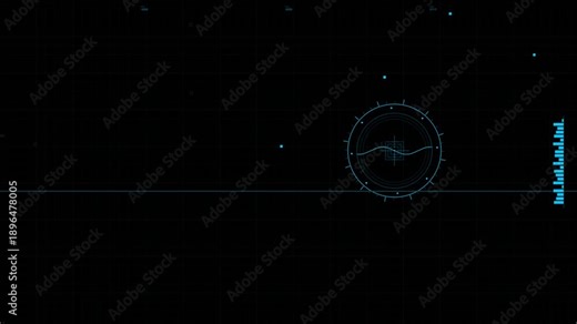 Military hud interface animation for sci-fi war videos and digital displays with tracking and data visualization effects in a dark setting