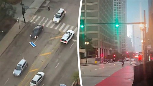 Severe storms batter Chicago with 80mph winds sending debris flying through streets