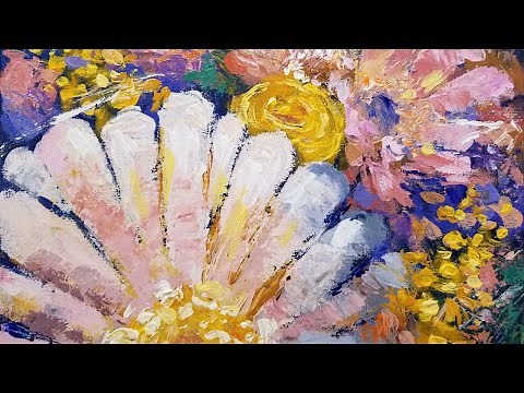 Easy Floral Palette Knife LIVE Acrylic Painting Tutorial