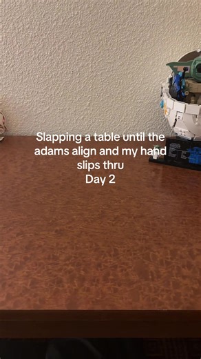Day 2 slapping a table until my hand slips thru #adams #science #scienceexperiments #slap #table