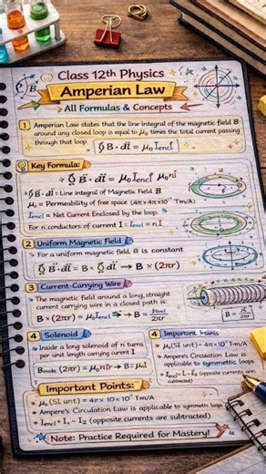 ⚡ Ampere’s Law | Class 12 Physics Definition, Formula & Applications 📚✨ CBSE NOTESMASTER score 80/80