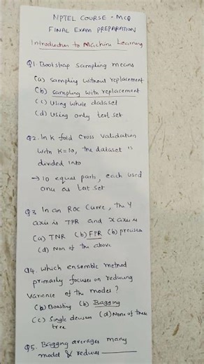 Machine learning objective type questions and answers|NPTEL exam preparation 2025