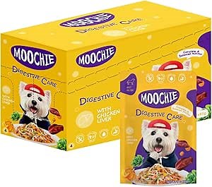 MOOCHIE Grain Free Small Dogs Wet Dog Food - Digestive Care - Real Chicken, Beef & Vegetable - No Artificial Flavors or Preservative - 12 x 3 oz Pouch
