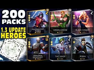 Injustice 2 Mobile 1.3 200 HERO PACK OPENING. Got all new characters, even LEGENDARY ARKHAM BATMAN.