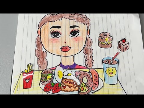 Paper DIY 🌸 Girl Eating ASMR …. Tutorial / No music