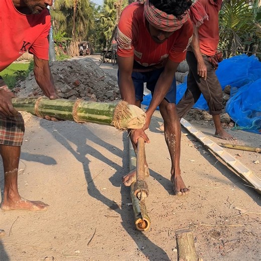Tuhin on Instagram: "incredible skill of splitting a bamboo stick into two Description (≈200 words): The incredible skill of splitting a bamboo stick into two is a fascinating example of traditional craftsmanship and precision handwork. Bamboo may look simple, but splitting it evenly requires experience, steady hands, and a deep understanding of the material’s natural grain. One wrong move can cause uneven cracks or waste the entire stick. The process begins by selecting mature, straight bamboo 