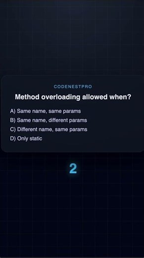 Method overloading allowed when? ⏱️ | Java MCQ