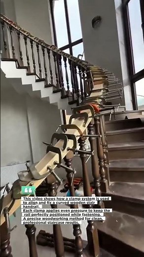 Perfect Stair Handrail Alignment Using Clamp System #woodworking #stairs #shorts