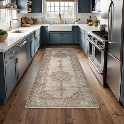 Non-slip Kitchen Rug, Runner Rug, Laundry Mat, Hallway, Entryway, Low Pile Machine Washable, Pet & Kids Safe, Custom Size Available KR251 - Etsy