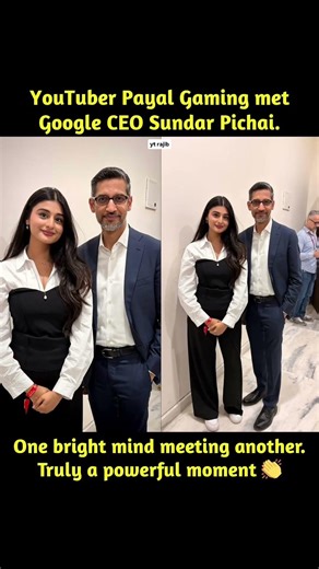 A Powerful Moment: Payal Gaming meets Google CEO Sundar Pichai 🇮🇳 #sundarpichai #payalgaming