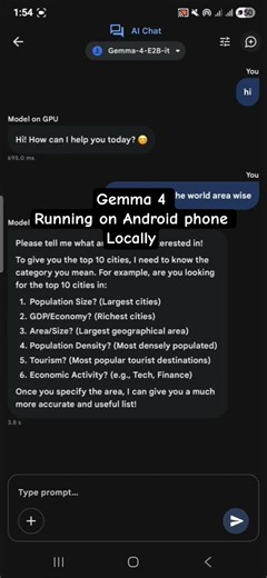 Gemma 4 Running locally on android device