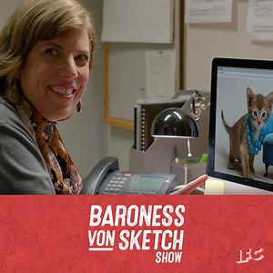 Trying to be professional. 🐱 | Baroness von Sketch Show IFC