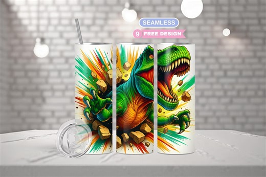 T-rex Dinosaur Tumbler Wrap, Exploding Wall, Neon Comic (PNG) - Etsy Australia