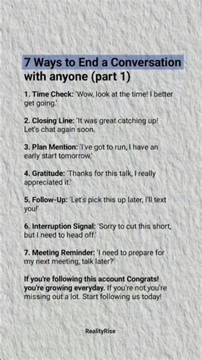 7 ways to end a conversation with anyone l #viral #quotes #motivation #motivationalquotes #reels