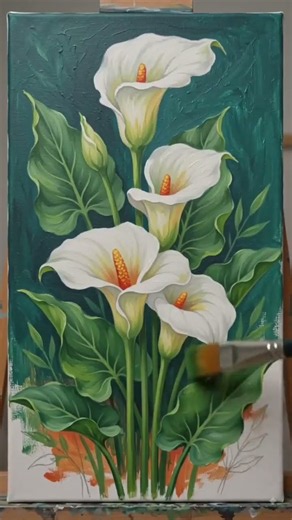 Acrylic Painting on Canvas Stunning Moody Calla Lilies Step-by-Step Tutorial #art #shorts #artbyafm