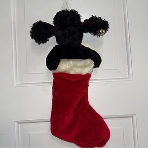 Dan Dee Black Poodle Dog Singing Christmas Stocking Ears Animated Musical Bells