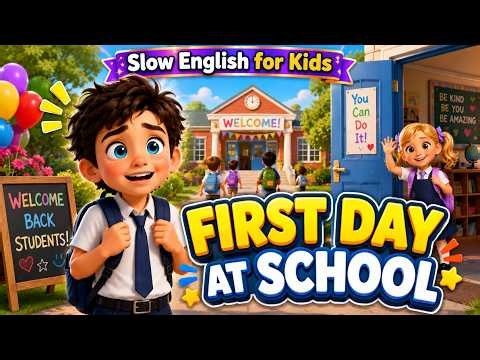 First Day at School | Slow English Story for Kids | Easy English Listening Practice A1