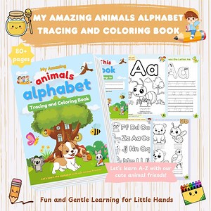 Animals Alphabet Tracing & Coloring Book | ABC Preschool Workbook Printable | Instant Download PDF - Etsy Canada