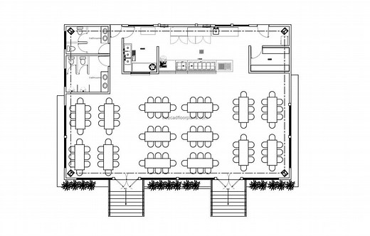 Fully Furnished Canteen - Free CAD Drawings