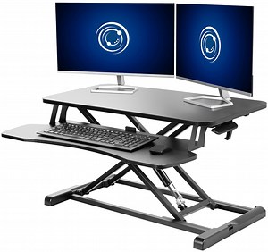 VIVO Black Height Adjustable Standing Desk Monitor Riser 32" Sit Stand Tabletop