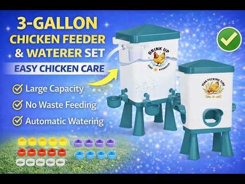 Erinaik Store 3 Gallon Chicken Feeder & Waterer Set Review 🐔 Easy No-Waste Poultry System🐓