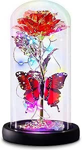 Galaxy Flowers Rose Birthday Gift for Women Mom Grandma, Enchanted Infinity Rose in Glass Dome, Valentines Rose Gifts for Valentine's Day Mother's Day Anniversary Wedding