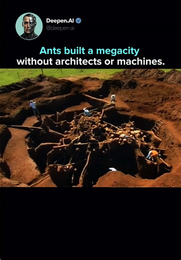 This excavation shows a subterranean ant megacity cast using tons of cement to expose its full structure. Brazilian researchers uncovered a vast, organized network of tunnels and chambers built entirely through collective behavior, not central planning. What an amazing system. Ant colonies demonstrate scalable architecture, resource efficiency, and decentralized coordination that continue to influence research in robotics, AI, and swarm intelligence. Discover more for daily breakthroughs at IG ➕