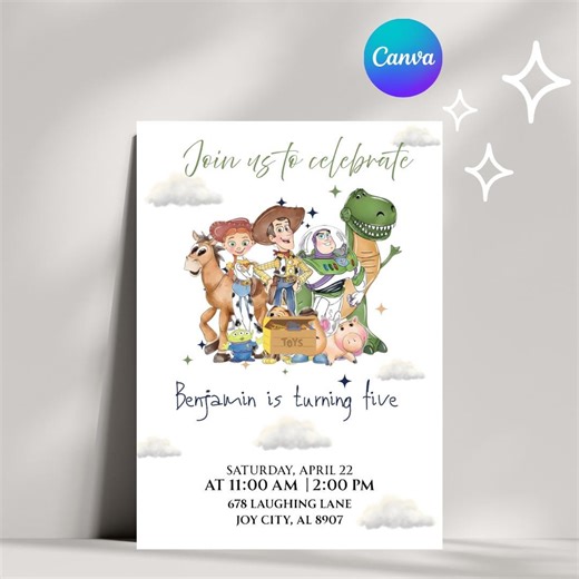 Toy Birthday Invitation, Story of Toys Invite, Editable Template for Boys, Birthday Invitation, Galaxy Cowboy Party, Instant Download. - Etsy Canada
