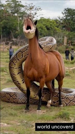 The huge python swallowed the horse #shorts
