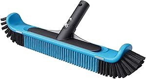 Pool Brush Head for Cleaning Pool Walls, Swimming Pool Scrub Brushes with Sturdy 17” Wide Bristles & Reinforced Aluminium Back
