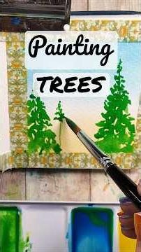 This video is in real time so you can see the painting of trees better! - Easy watercolor trees 🌲🌲🌲